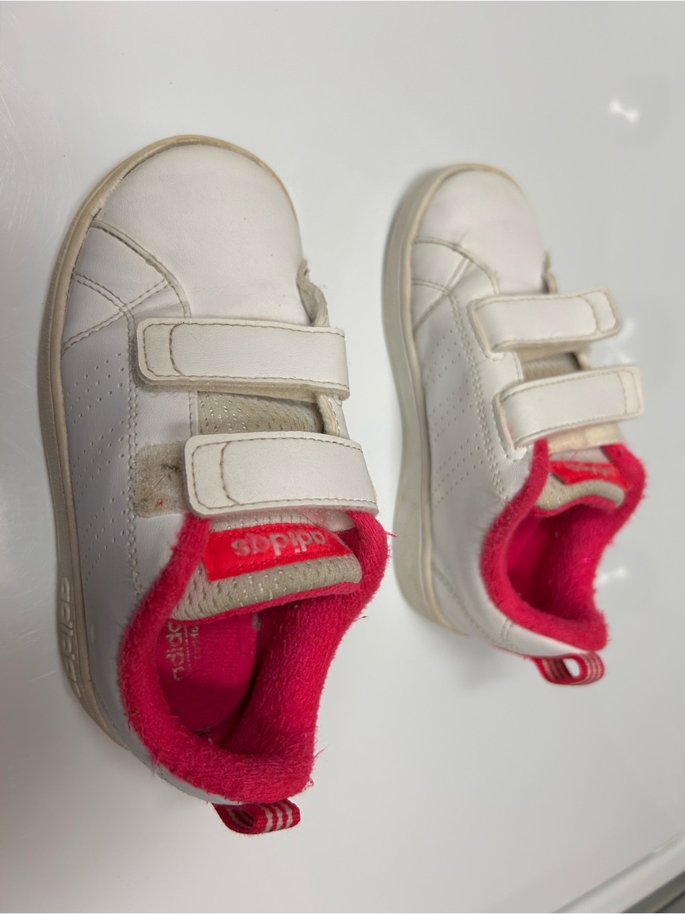 Adidas Advantage Neo Comfort footbed Kid Girl US Sz 9K White Sneaker Pink Lined - Picture 4 of 7